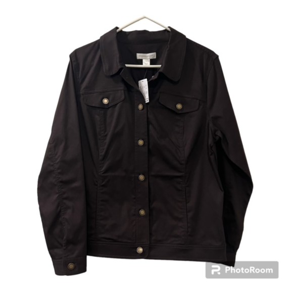 Christopher & Banks Womens Brown Collared Button Down LS Shirt Shacket Sz L - Picture 1 of 10